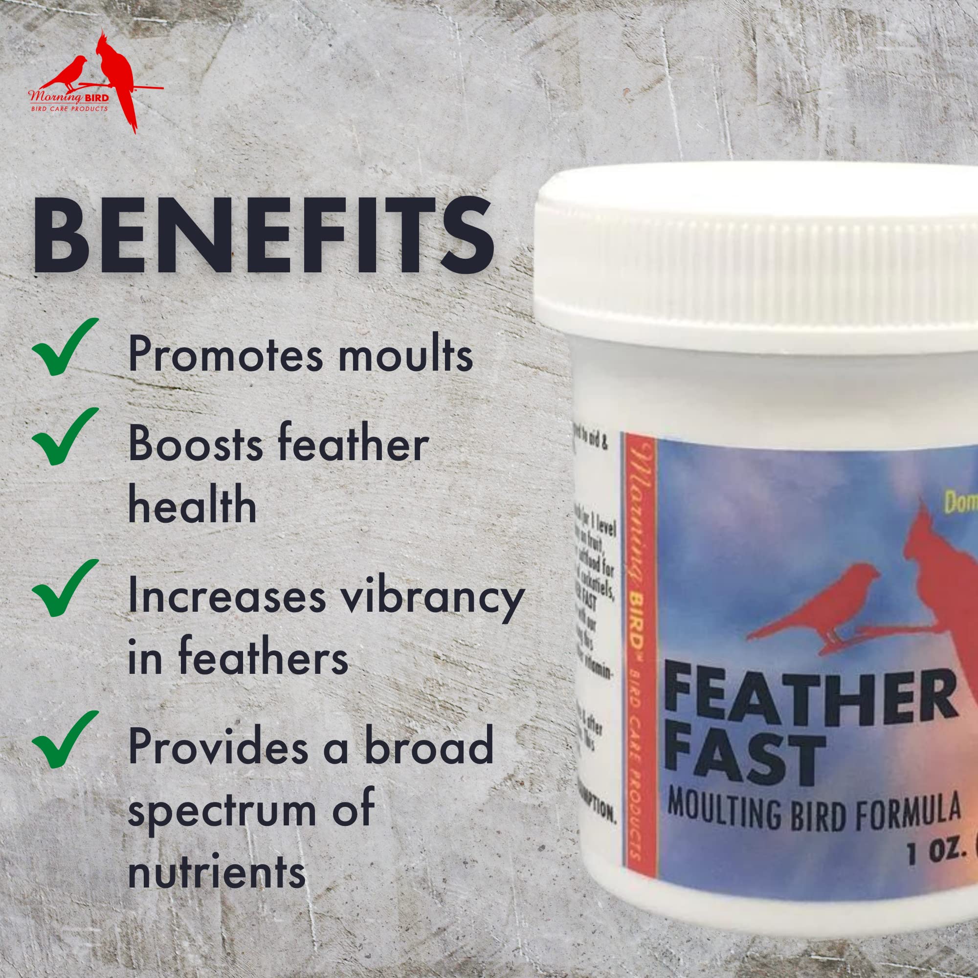 Morning Bird Feather Fast, Dietary Supplement for Moulting Birds, Mix with Bird Food, 3 lbs
